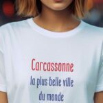 T-Shirt Blanc Carcassonne la plus belle ville du monde Pour femme-1