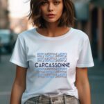 T-Shirt Blanc Carcassonne lifestyle Pour femme-2