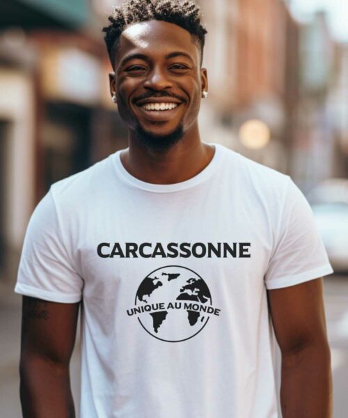 T-Shirt Blanc Carcassonne unique au monde Pour homme-1