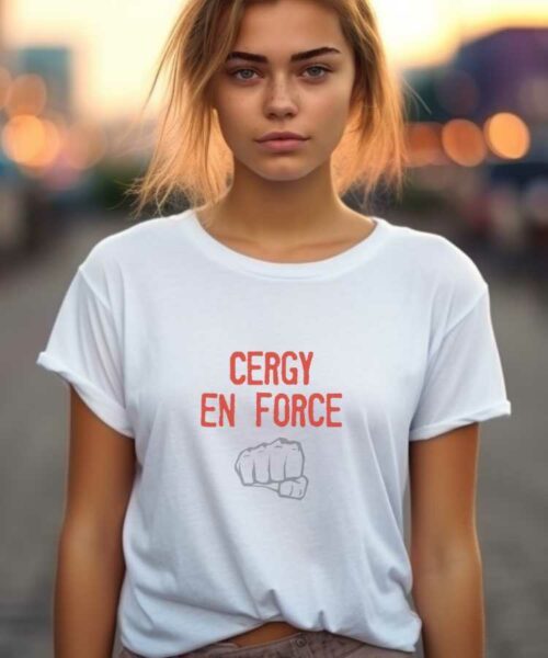 T-Shirt Blanc Cergy en force Pour femme-1