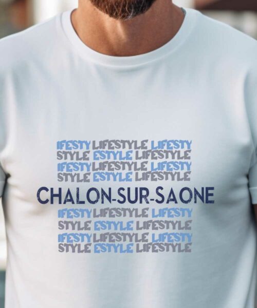 T-Shirt Blanc Chalon-sur-Saône lifestyle Pour homme-1