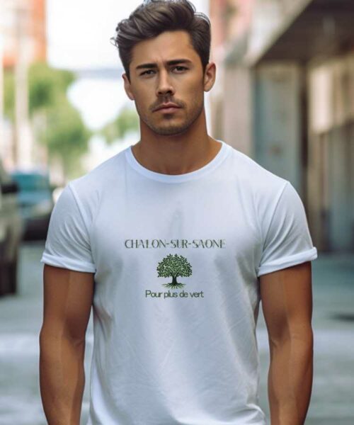 T-Shirt Blanc Chalon-sur-Saône pour plus de vert Pour homme-2