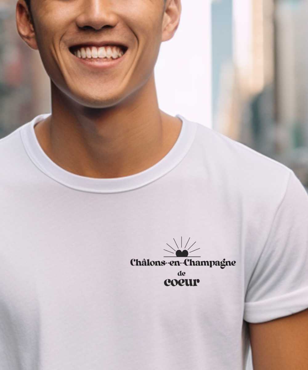 T-Shirt Blanc Châlons-en-Champagne de coeur Pour homme-1
