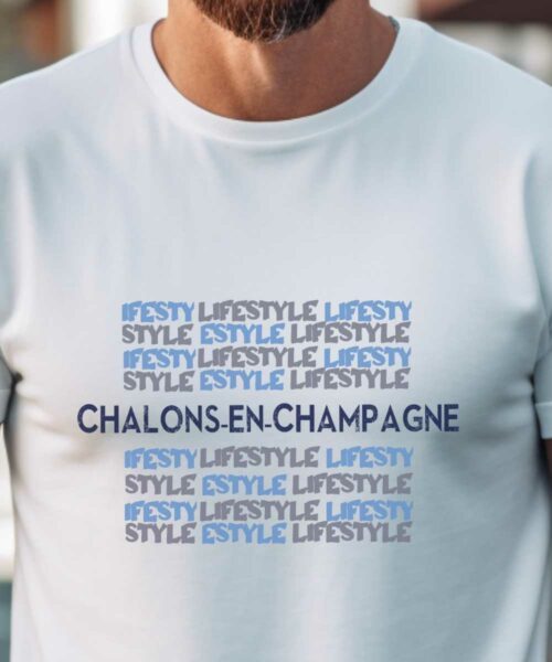 T-Shirt Blanc Châlons-en-Champagne lifestyle Pour homme-1