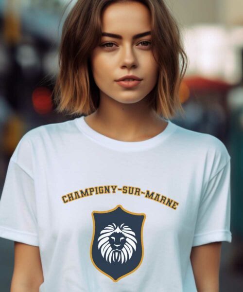 T-Shirt Blanc Champigny-sur-Marne blason Pour femme-1