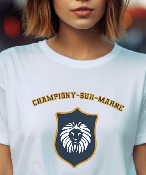 T-Shirt Blanc Champigny-sur-Marne blason Pour femme-2