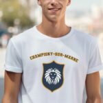 T-Shirt Blanc Champigny-sur-Marne blason Pour homme-2