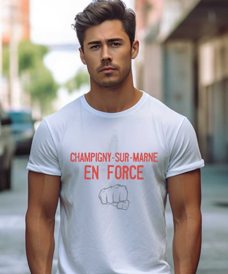 T-Shirt Blanc Champigny-sur-Marne en force Pour homme-1