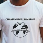T-Shirt Blanc Champigny-sur-Marne unique au monde Pour homme-2