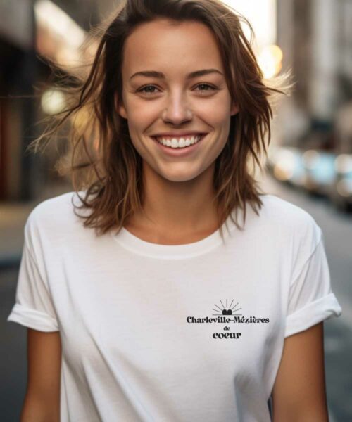 T-Shirt Blanc Charleville-Mézières de coeur Pour femme-2
