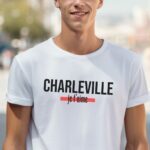 T-Shirt Blanc Charleville-Mézières je t'aime Pour homme-2