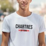 T-Shirt Blanc Chartres je t'aime Pour homme-2