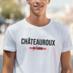 T-Shirt Blanc Châteauroux je t'aime Pour homme-2