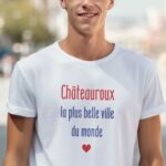 T-Shirt Blanc Châteauroux la plus belle ville du monde Pour homme-1