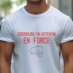 T-Shirt Blanc Cherbourg-en-Cotentin en force Pour homme-2