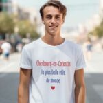 T-Shirt Blanc Cherbourg-en-Cotentin la plus belle ville du monde Pour homme-2