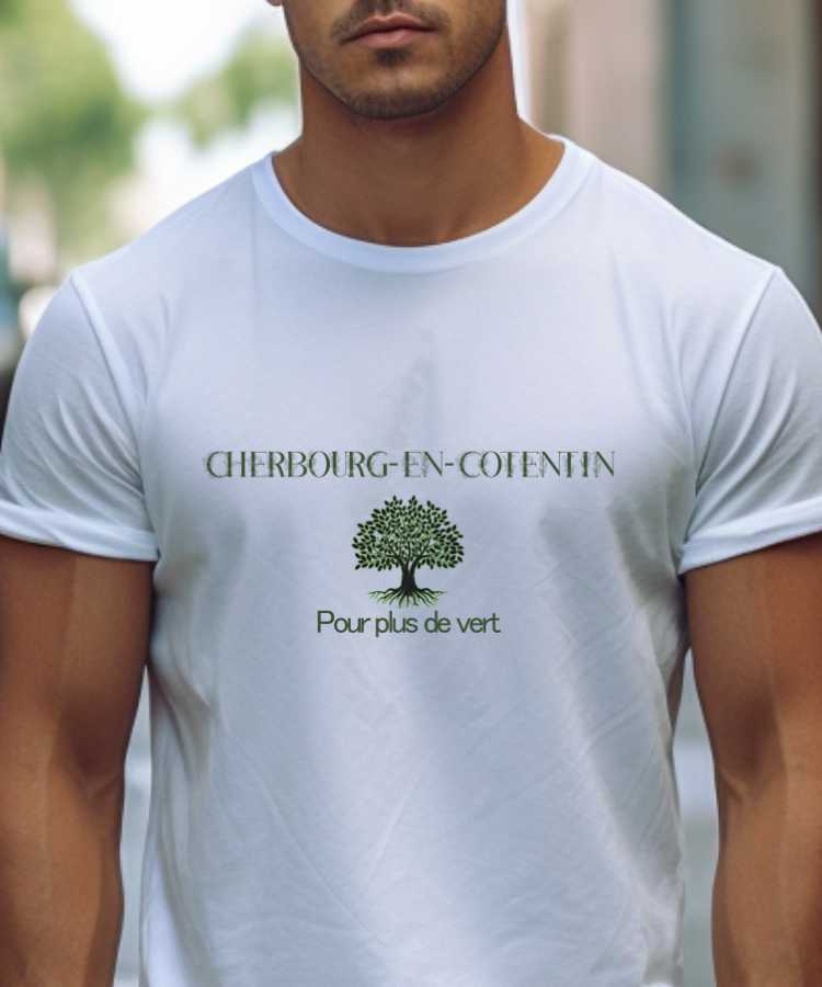 T-Shirt Blanc Cherbourg-en-Cotentin pour plus de vert Pour homme-1