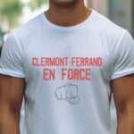 T-Shirt Blanc Clermont-Ferrand en force Pour homme-2
