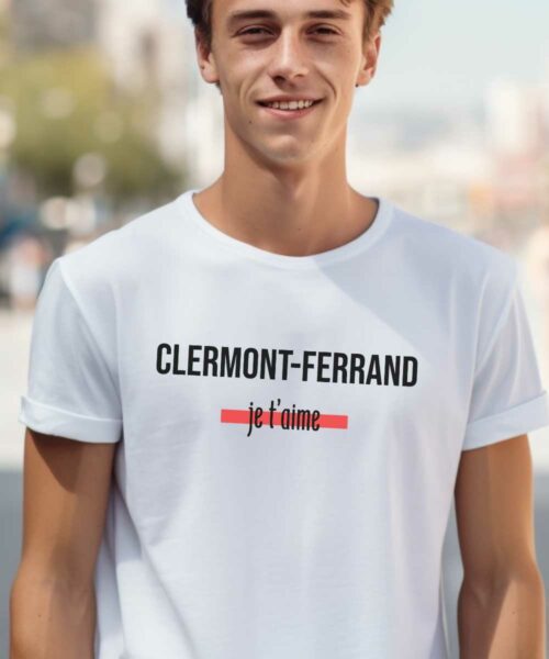 T-Shirt Blanc Clermont-Ferrand je t'aime Pour homme-2