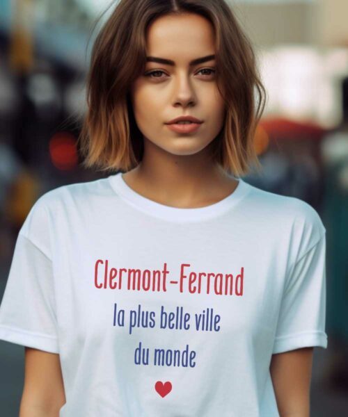 T-Shirt Blanc Clermont-Ferrand la plus belle ville du monde Pour femme-2