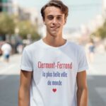 T-Shirt Blanc Clermont-Ferrand la plus belle ville du monde Pour homme-2