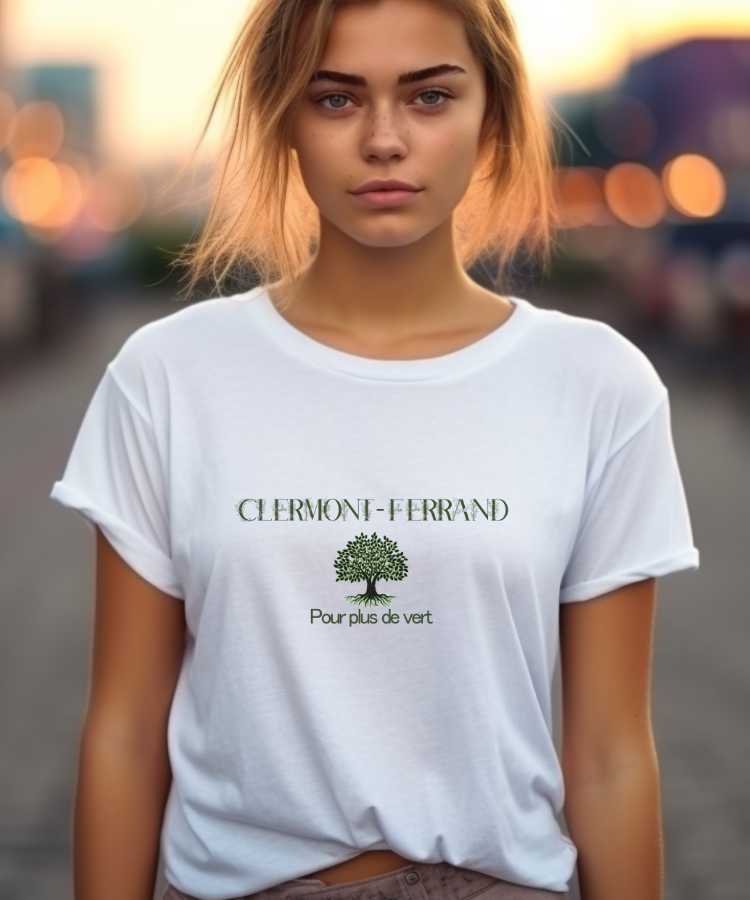T-Shirt Blanc Clermont-Ferrand pour plus de vert Pour femme-2