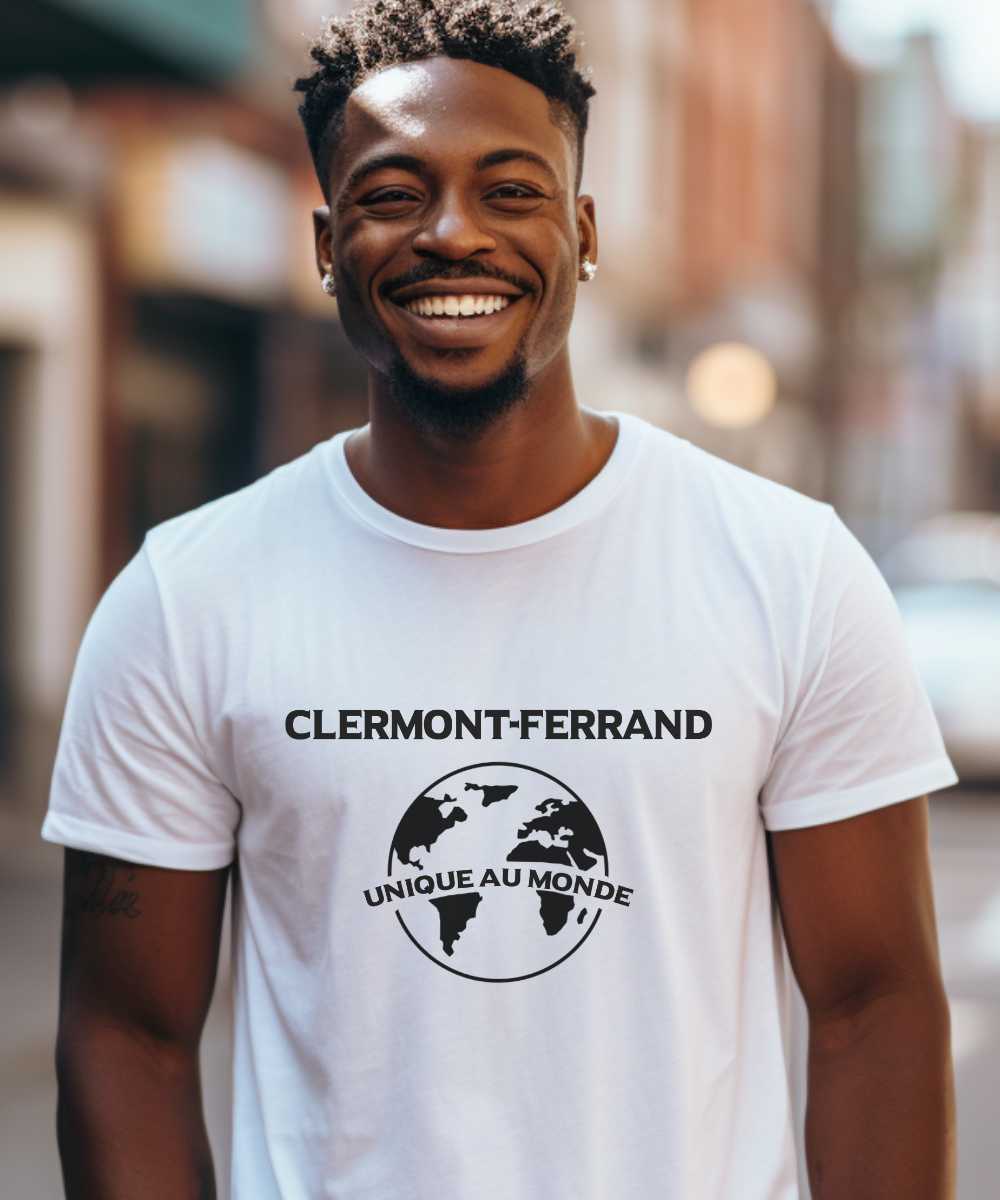 T-Shirt Blanc Clermont-Ferrand unique au monde Pour homme-1