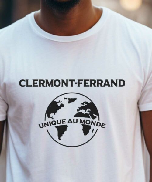 T-Shirt Blanc Clermont-Ferrand unique au monde Pour homme-2