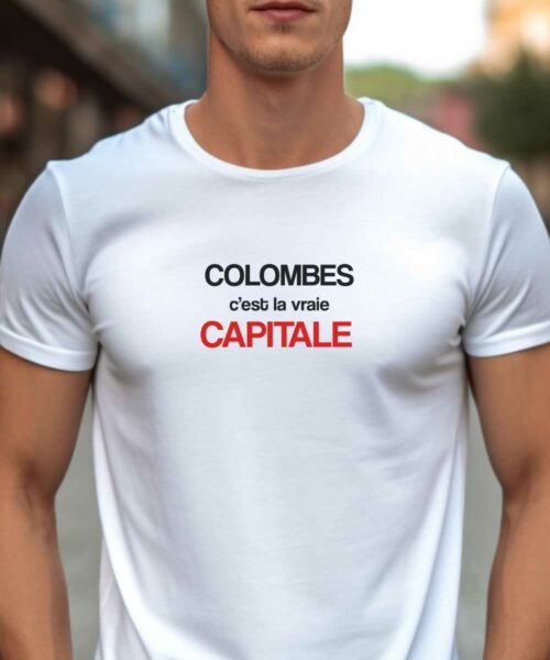 T-Shirt Blanc Colombes c'est la vraie capitale Pour homme-1