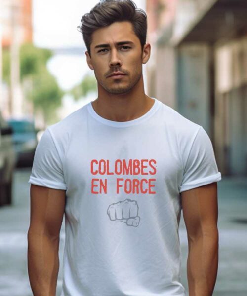 T-Shirt Blanc Colombes en force Pour homme-1