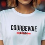 T-Shirt Blanc Courbevoie je t'aime Pour femme-2