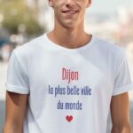T-Shirt Blanc Dijon la plus belle ville du monde Pour homme-1