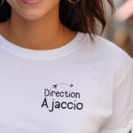 T-Shirt Blanc Direction Ajaccio Pour femme-1