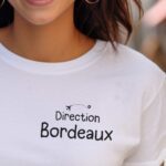 T-Shirt Blanc Direction Bordeaux Pour femme-1
