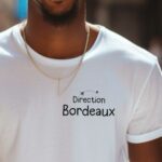T-Shirt Blanc Direction Bordeaux Pour homme-1