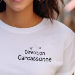 T-Shirt Blanc Direction Carcassonne Pour femme-1