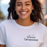 T-Shirt Blanc Direction Carcassonne Pour femme-2