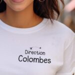 T-Shirt Blanc Direction Colombes Pour femme-1