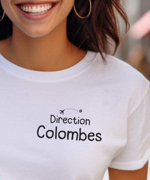 T-Shirt Blanc Direction Colombes Pour femme-1