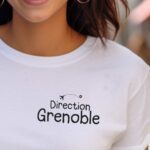 T-Shirt Blanc Direction Grenoble Pour femme-1
