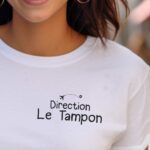 T-Shirt Blanc Direction Le Tampon Pour femme-1