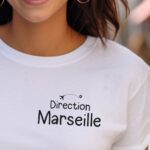 T-Shirt Blanc Direction Marseille Pour femme-1