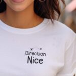 T-Shirt Blanc Direction Nice Pour femme-1