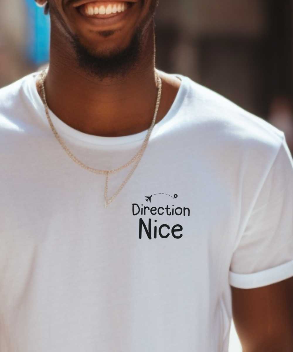 T-Shirt Blanc Direction Nice Pour homme-1