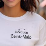 T-Shirt Blanc Direction Saint-Malo Pour femme-1