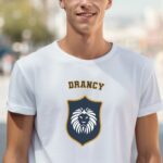 T-Shirt Blanc Drancy blason Pour homme-2