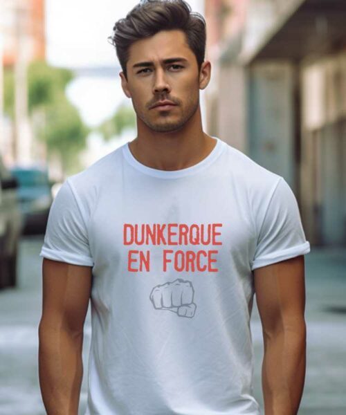 T-Shirt Blanc Dunkerque en force Pour homme-1