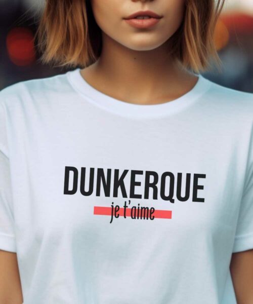 T-Shirt Blanc Dunkerque je t'aime Pour femme-2