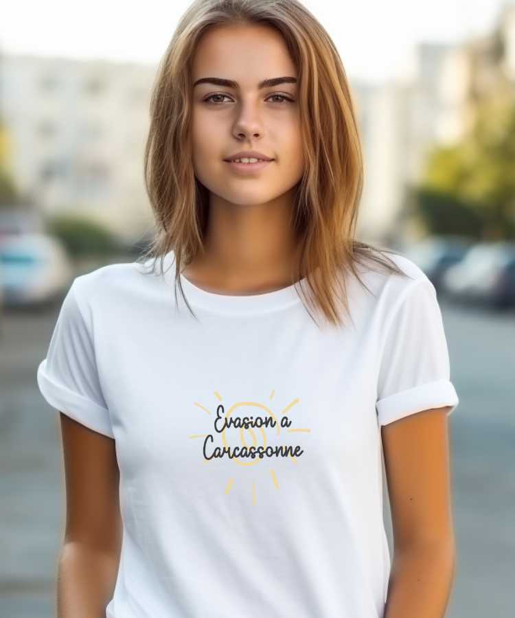 T-Shirt Blanc Evasion à Carcassonne Pour femme-2