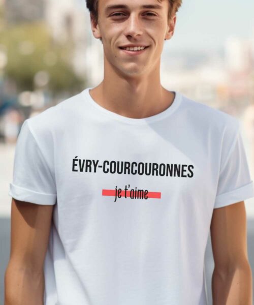 T-Shirt Blanc Évry-Courcouronnes je t'aime Pour homme-2